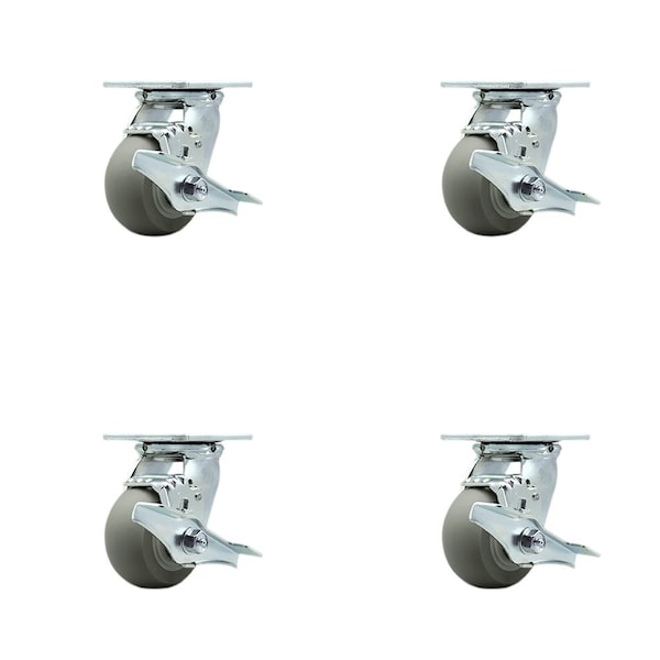 Tool Box Caster Wheel Set 4'' Thermoplastic Rubber Swivel Casters, 4PK